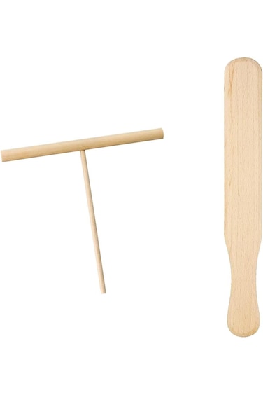 HLMYER 1 Pcs Crepe Spreader and 1 Pcs Spatula,Crepe Stick Set for Cakes Desserts Cheese,Pancake Spr