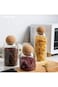 Glass Jar with Ball Cork Lid, 3 Pack Glass Canister with Wood Lid, Glass Food Storage Jars, Glass J