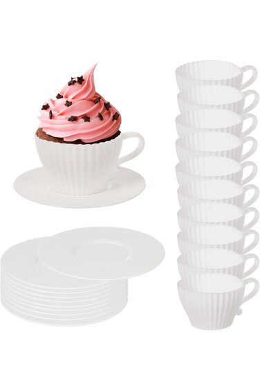 Awleynz Silicone Muffin Cup, 20pcs Tea Cups Set, Reusable Silicone Cupcake Baking Cup, Oven Safe Ba