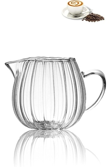 Sweet seven&reg; Crystal Clear Mini Milk Jug, 60ml Frothing Creamer Pitcher with Handle - for Coffee, E