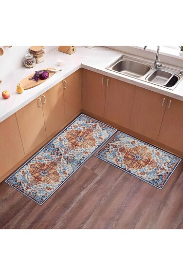 XICEN Boho Kitchen Rugs Sets of 2, Non Slip Washable Bohemian Rugs and Mats for Kitchen Floor, Boho