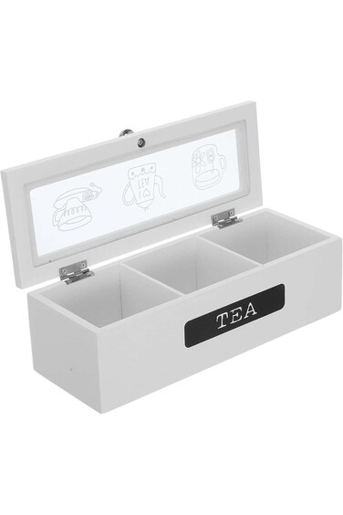 ALMEKAQUZ Wooden Tea Bag Organizer Wood Hot Tea Bag Drawer Storage Organizer Holder with 3 Compartm