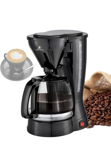 ماكينة صنع القهوة الفورية TOSCANA U بسعة 0.75 لتر، 650 وات، سعة 6 أكواب، بما في ذلك التفاصيل