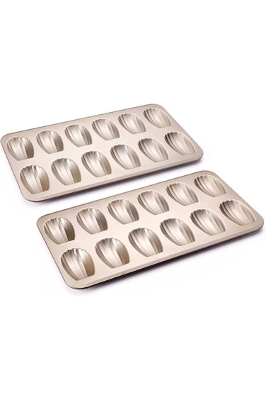 صينية مادلين غير لاصقة من YQbest، عبوتان، 12 تجويف، متينة، لخبز المادلين في الفرن.