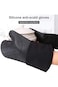 Joyzzz Silicone Oven Mitt, 1 Pair Waterproof Heat Resistant Kitchen Long Cotton Bbq Baking Gloves,
