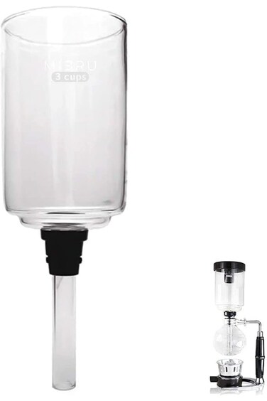 ماكينة صنع الشاي والقهوة MIBRU مزودة بشفاط زجاجي علوي احتياطي بسعة 300 مل و3 أكواب وماكينة صنع قهوة مفرغة من الهواء