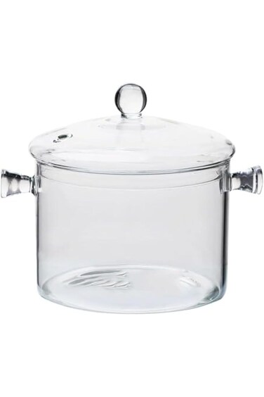 JJONE Glass Saucepan, 1500ML Thick Borosilicate Glass Pot, Clear Glass Cooking Pot, Glass Saucepan