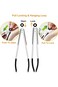 Oasisgalore Black Kitchen Tongs with Silicone Tips, Stainless Steel Locking Cooking Tongs Non-Slip