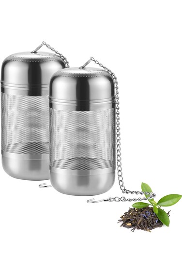 Tea Strainer for Loose Tea, 2 Pack Stainless Steel Tea Filter Fine Mesh with Chain Loose Leaf Tea H