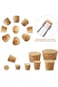 Cork Stoppers for Wine Bottles, 30 Pieces, 6 Sizes, Wooden Tapered Plugs for Crafts and Glass Bottl
