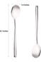 MIUPOO Xujia Korean Spoon,Stainless Steel Long Handle Soup Spoons,Long Tablespoon,Coffee Spoon,Silv