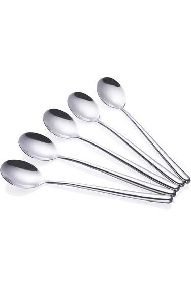 MIUPOO Xujia Korean Spoon,Stainless Steel Long Handle Soup Spoons,Long Tablespoon,Coffee Spoon,Silv