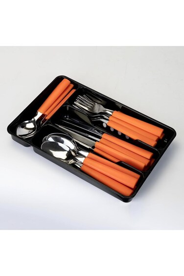 طقم أدوات مائدة بيرغر، 25 قطعة - يشمل السكاكين والشوك والملاعق وملاعق الشاي، مع صندوق أدوات المائدة -