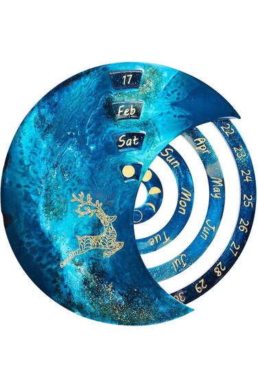 KASTWAVE Silicone Moon Phase Calendar for Resin Casting, DIY Crafts, Home Office Wall Decoration (3
