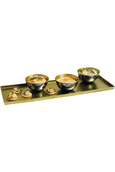 Artesa Serving Platter with Tapas Dishes in Gift Box, Galvanised Steel, Metallic Blue/Brass