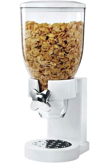 Nessan White Cereal Dispenser Dry Food Countertop Kitchen Tools Storage Container, Dry Food Dispens