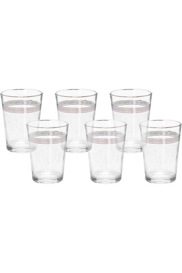 Silver transparent Moroccan tea glass set 6 pcs