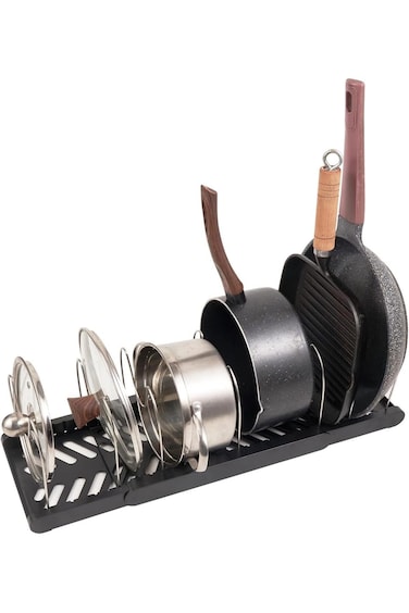 Andgogo Pot Rack -Expandable Pan Organizer for Cabinet,Pot Lid Holder with 6 Adjustable Compartment