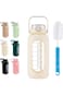 VANANAILS Glass Water Bottle with Straw and Handle Lid, 64oz Glass Water Bottle with Silicone Sleev