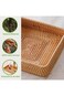 Azonee Rattan Serving Tray, Small Rectangle Woven Tray, Natural Wicker Decorative Serving Baskets f