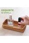 Azonee Rattan Serving Tray, Small Rectangle Woven Tray, Natural Wicker Decorative Serving Baskets f