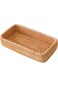 Azonee Rattan Serving Tray, Small Rectangle Woven Tray, Natural Wicker Decorative Serving Baskets f