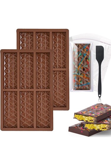 12 شبكة، قطعتان من قوالب الشوكولاتة دبي مع أكياس وملعقة تقليب، قالب خبز سيليكون على شكل ماسة