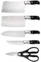 AGD Kitchen Knife Set Of 5 Pieces With Stand YG-601 Silver/Black