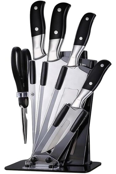 AGD Kitchen Knife Set Of 5 Pieces With Stand YG-601 Silver/Black