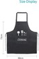 CW Kitchen Apron, couple cooking apron, pocket black kitchen apron, waterproof adjustable chef's ki