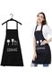 CW Kitchen Apron, couple cooking apron, pocket black kitchen apron, waterproof adjustable chef's ki