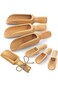 ALMEKAQUZ 6 Pcs Bath Salt Scoop, Wooden Scoops for Canisters, 3 Big 3 Smalll Natural Beech Wooden S