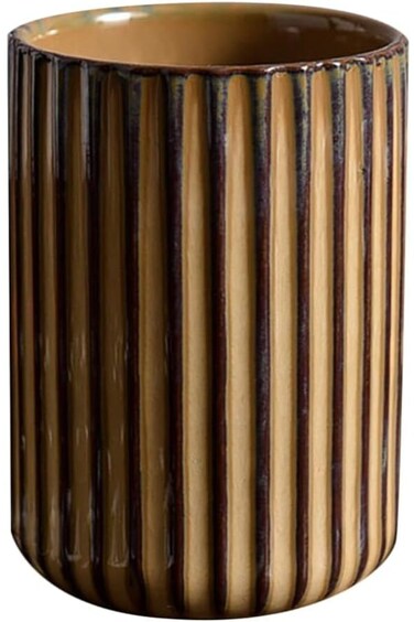 Vintage Ceramic Mug, AZONEE 300ml Chinese Tea Cup, Ceramic Coffee Mug, Striped Handleless Mug for L