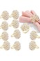 12 pcs Chic Hotel Restaurant Simulated Pearl and Diamond Inlaid Napkin Rings - Perfect for Valentin