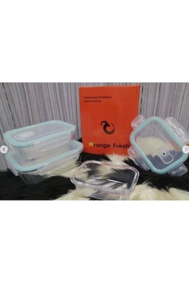 wda Orange Fresh Glass Food Storage Containers, Set of 3 Rectangular