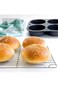 6 Cavity Hamburger Bun Mould, Round Oven Tray Silicone Burger Bun Baking Tray Cupcake Pan for Homem