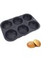 6 Cavity Hamburger Bun Mould, Round Oven Tray Silicone Burger Bun Baking Tray Cupcake Pan for Homem