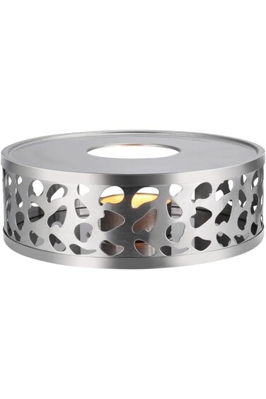 سخان إبريق الشاي، سخان شاي من الفولاذ المقاوم للصدأ المصقول مع حامل شمعة صغيرة، قاعدة شمعة من الفولاذ المقاوم للصدأ