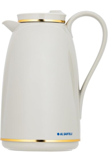 ترمس قهوة وشاي مفرغ من الهواء من السيف بلو، مقاوم للتسرب ويحافظ على المشروبات ساخنة، سعة 1 لتر، رمادي/ذهبي