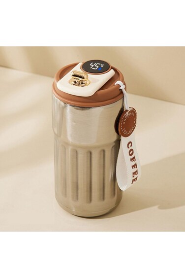 450ml Silver Thermos Coffee Mug with Thermometer