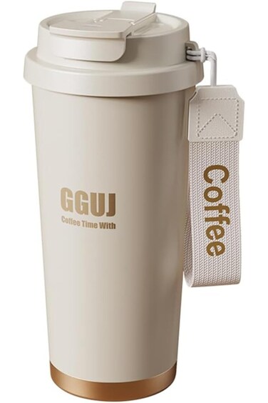 Stylish and Modern Coffee Mug Thermos Cup, 17 Oz Stainless Steel with A Rope Handle, Ideal for Hot