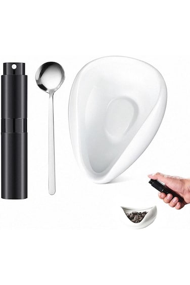 PlorFox Coffee Bean Dosing Cup and Spray Bottle and Spoon 3-Piece Set，Kit For Espresso,Ceramic Sing