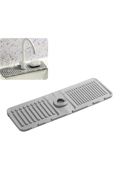 Swicado Faucet Mat for Kitchen Sink - 2024 Premium Upgrade: Enhanced Silicone Splash Guard with Rap