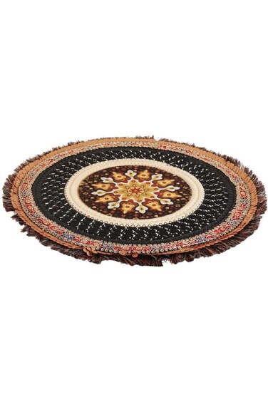 مفرش طاولة دائري منسوج - مناسب للأطباق والأكواب - ديكور طعام من الخيزران - أنيق وعصري