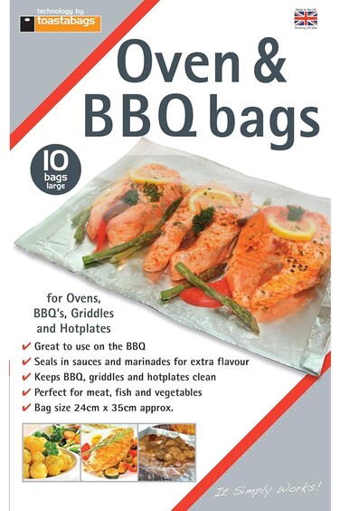 أكياس توست باجز للفرن والشواء، شفافة، عبوة من 10 قطع، غير معروف