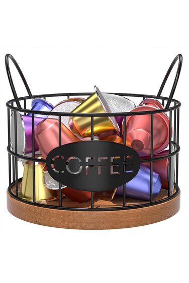 Coffee Pod Holder, K Cup Holders for Counter, Large Capacity K Cup Coffee Filter Holder with Rustic