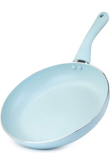 Wilson Oak Frying Pan Nonstick Induction - Flat Bottom, Cast Aluminum Stir Fry Pan with Marble Coat