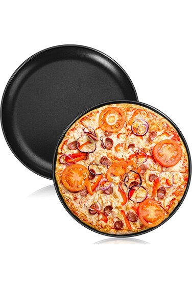 مجموعة من قطعتين من قوالب البيتزا غير اللاصقة مقاس 10 بوصات، صينية خبز دائرية للخبز في الفرن، مصنوعة من الفولاذ المقاوم للصدأ