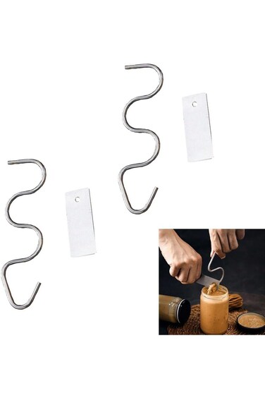 2 قطعة من أداة خلط زبدة الفول السوداني المصنوعة من الفولاذ المقاوم للصدأ، ومُحرك زبدة من الفولاذ المقاوم للصدأ مع مكشطة، متعدد الاستخدامات