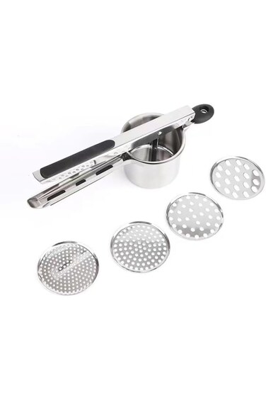 هرّاسة بطاطس من أوكت ستوري، هرّاسة بطاطس من الفولاذ المقاوم للصدأ مع 4 أقراص قابلة للتبديل، بطاطس شديدة التحمل